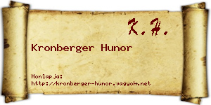 Kronberger Hunor névjegykártya